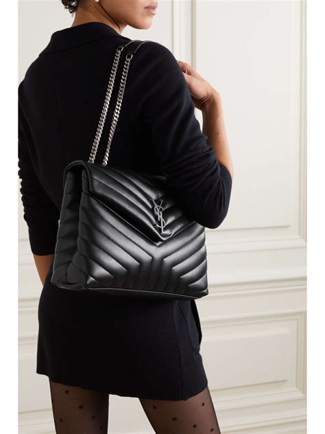 lou medium ysl zip leather shoulder bag|SAINT LAURENT Loulou medium quilted leather shoulder bag.